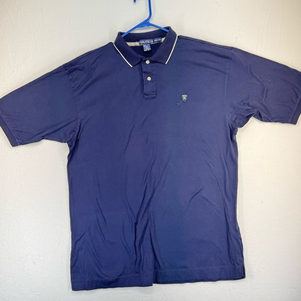 Nautica Men’s Polo Shirt Short Sleeve Black White Trim 2 Button Cotton Size XXL